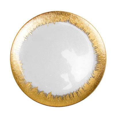 China Wholesale Viable Rose Gold Charger Plate Decorative Plates Charger For Events Glass Charger Plate 13inch Plates Dinner Dishes for sale