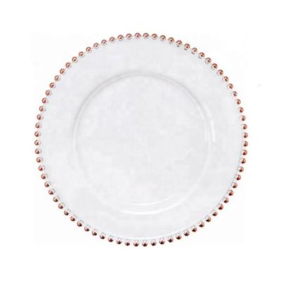 China Gold Viable Rim Dinnerware Sets Glass Dinnerware Sets Amazon Success Amazon Charger Glass Plates Charger Dishes Weddings for sale