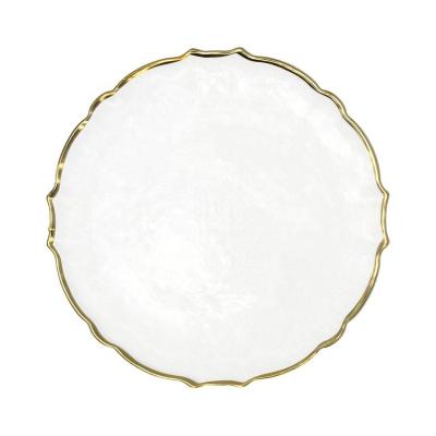 China Amazon Viable Flower Wholesale Charger Glass Dishes To Wedding Glass Plates 13inchgold Clear Rim Charger Glass Dishes for sale