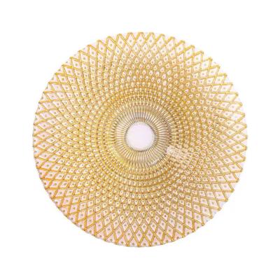 China Viable Wholesale Amazon Wedding Glass Charger Plates Gold Plated Dinnerware Dish 13inch Sun Flower Silver Gold for sale