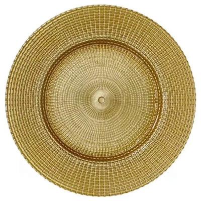 China Wholesale Tableware Sustainable Wedding Decoration 13 Inch Glass Charger Dish Bowls Gold Charger Dishes Charger Dishes for sale