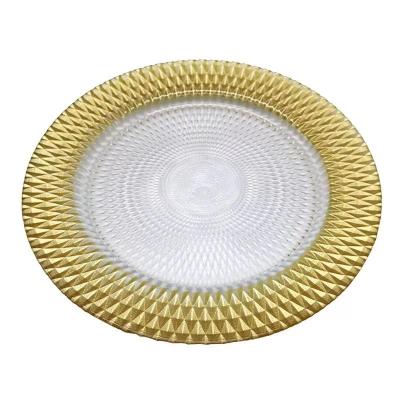 China Wholesale tableware viable 13 inch glass charger dish dishes gold charger dishes charger dishes wedding decoration for sale