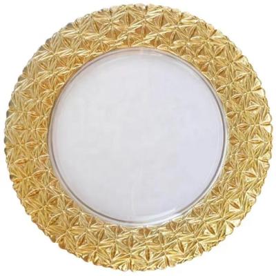 China Wholesale tableware viable 13 inch glass charger dish dishes gold charger dishes charger dishes wedding decoration for sale