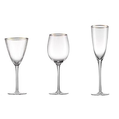 China Amazon Hit Goblets Wine Glass Wedding Water Glass Cups Colored Wine Glass Cups Tumbler Gold Glass Rim for sale