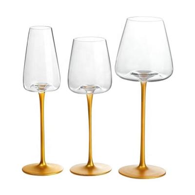 China Amazon Success Goblets Wine Glass Wedding Water Glass Cups Gold Colored Red Wine Glass Cups for sale