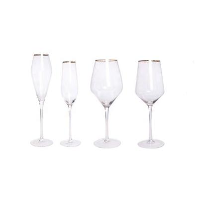 China Wine Glasses Wedding Water Glass Cups Clear Wine Glasses Set Gold Rim Cups Tumbler Glass Kitchen and Goblets Wedding Table Decoration for sale