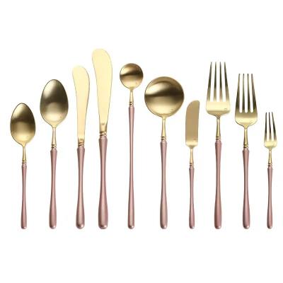 China Kitchen Knife Sustainable Modern Luxury Wedding Spoon Fork Stainless Steel Gold Flatware Matte Silverware Cutlery Set for sale