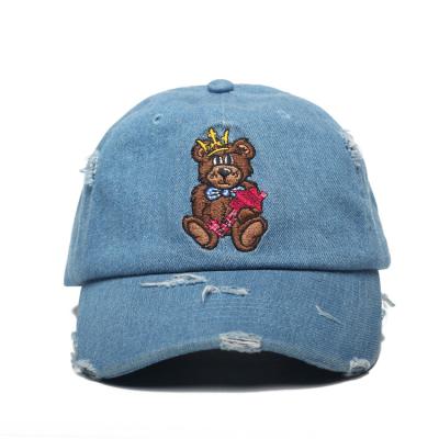 China Factory Wholesale Custom Embroidery Distressed Denim Dad Hat for sale