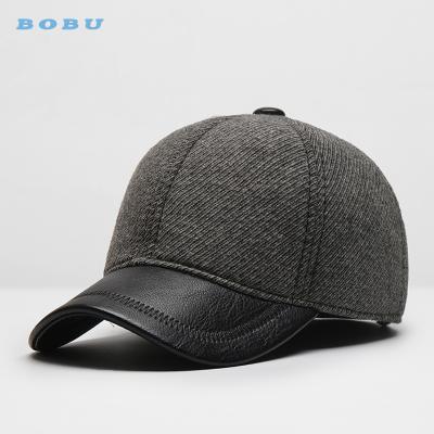 China COMMON Customize Wholesale 6 Panel Wool Leather Bill Baseball Cap Military for sale