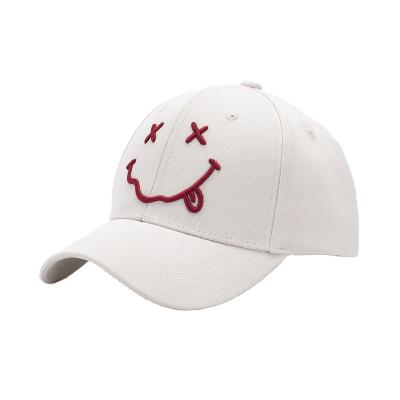 China Multi-panel hat design unique hot sale plain face plain baseball cap wholesale smile hats for sale