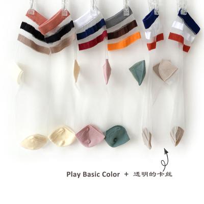 China Best Quality Comfortable Warm Glass Nylon Transparent Colored Silk Socks For Women for sale