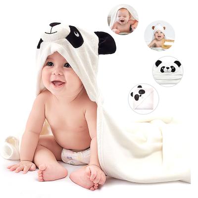 China Custom Made 100% Organic Bamboo Baby Bath Towel Poncho Hooded Towel Child Safe for sale