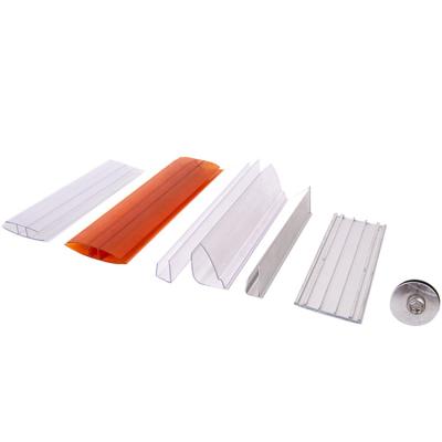 China Customized Polycarbonate Sheet Accessories Extruded Type Polycarbonate Panel Connectors for sale