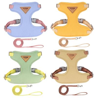 China Personalized Wholesale New Bright Color Adjustable Soft Cat Harness And Leash Cute Dog Leash And Harness for sale