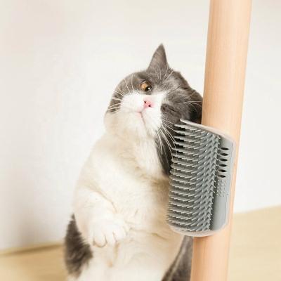 China Stocked Cat Self Grooming Brush Pet Hair Removal Comb Soft Stroke Brush Cat Comb Wall Corner Cat Scratcher for sale