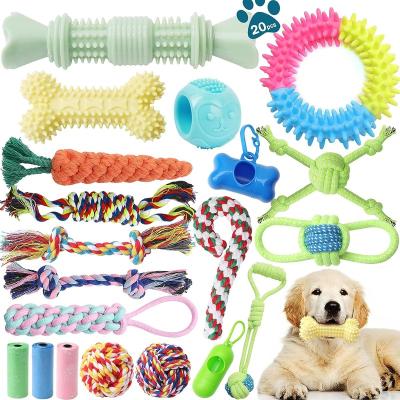 China Stocked Custom Pack Gift Cotton Rope Chew Dog Toys Pet Accessories Dog Toys Set for Aggressive Chewers for sale