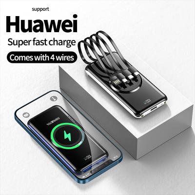 China New Fashion 10000mAh Power Bank Fee Support Charging Portable Power Bank Fast Mobile Wireless Power Bank With Cable for sale