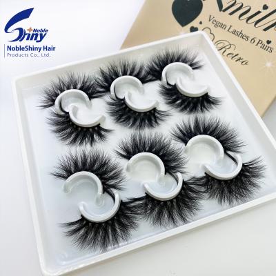 China Natural 6 Pairs Deep Crisscross Tapered Fluffy Mink Eyelashes Volume Strip Lashes Faux for sale