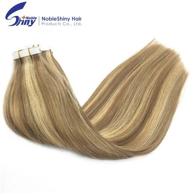 China Curly Curl Tape In Highlight 100pcs Blonde Raw Hair Weft Natural Seamless Straight Tape Extensions Skin Weft Hair Extension for sale