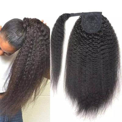 China Straight Curly Curly Ponytail Hair Extension Clip Ins Ins For Women Virgin Remy Hair Wrap Around Magic Black Afro Pony Tail Hair for sale