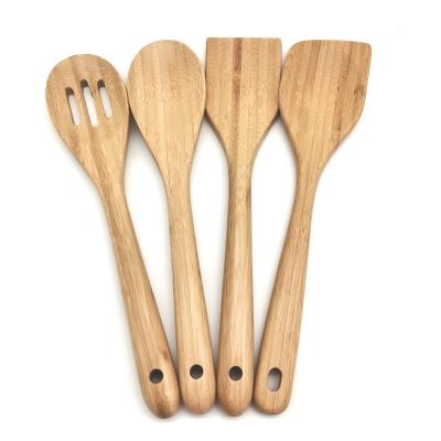 China Sustainable 4 Pcs Cookware Utensil Bamboo Turner Spatula Spoon Set Kitchen Accessories for sale