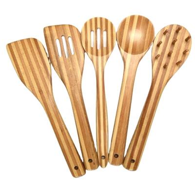 China Viable Solid Zebra Kitchen Utensil Kitchen Accessories Cookware Bamboo Spoon Spatula Set for sale