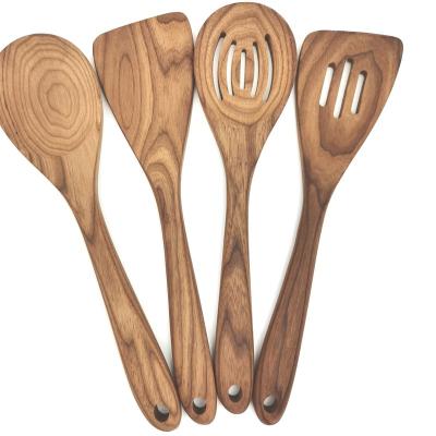 China Serviceable straight from the factory Excellent Olive Wood Cookware Slotted Turner Spoon Set for sale