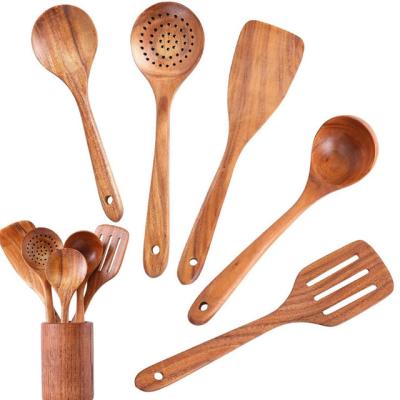 China Viable Hot Sale Handmade Custom Logo Acacia Wood Laser Wood Cookware Set With Rack for sale