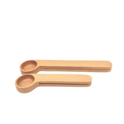 China 2021 Customized Logo Factory Different Size Coffee Tea Scoop Bag Eco-friendly Natural Customized Wooden Clip for sale