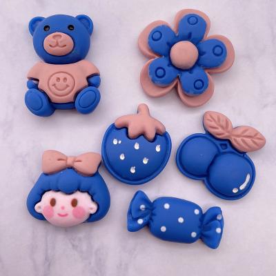 China Environmentally Friendly Blue Frosted Klein Bow Tie Bear Bunny Bow Blue Mobile Phone Case Diy Resin Accessories Wholesale for sale