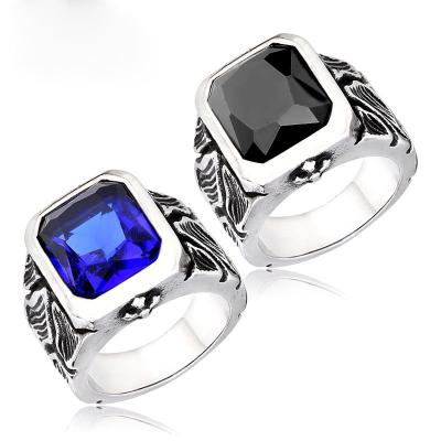 China Ring Men's Ring Men Stainless Steel Wholesale Jewelry Vintage Personality Carved Pattern Inlaid Gemstone Environmentally Friendly for sale