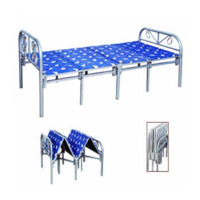 China Metal Foldable Portable Frame Single Bed With Caster Folding Bed Metal Folding Bed for sale