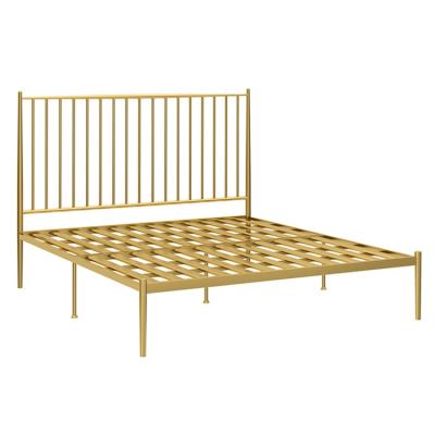 China Double storage metal tube iron bed with steel headboard and metal bed for sale