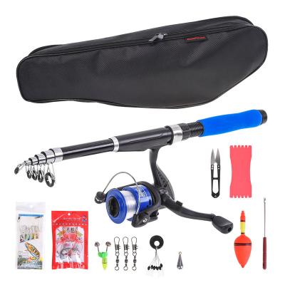 China Hot Sale 2.1m Telescopic Fishing Rod Fishing Set Hard Fishing Rod And Reel Lures+Nylon Line+ Combo Soft Baits for sale