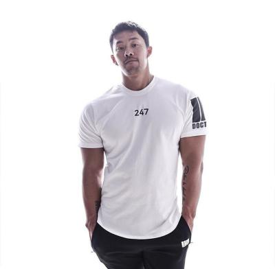 China Mens Muscle Slim Fit Tee Shirts Organic Cotton Blank O-Neck Collar zu verkaufen