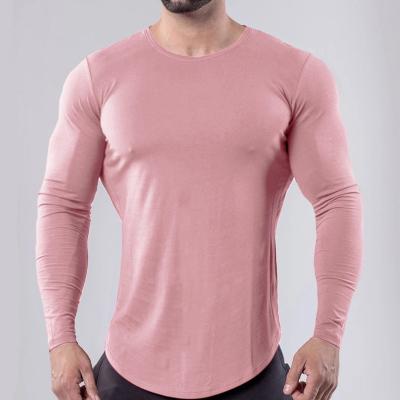 China O-Neck Supima Cotton T Shirt Long Sleeve Slim Fit Sport T-Shirts Plain Dyed for sale