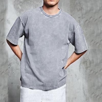 China Plain Vintage Summer Cotton T Shirts For Men Stone Washed Oversized zu verkaufen