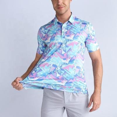 China Solid Pattern Type Men Golf Polo Shirts Polyester Spandex   Knitted for sale