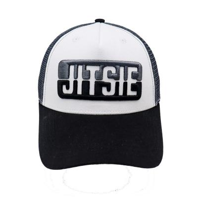 China 3D Embroidered Baseball Cap With Mesh Side 100% Cotton Twill Black Baseball Cap for sale