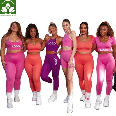 China New Breathable Sportswear Sports Bra Long Sleeve Crop Top Gym Fitness Wear Yoga Pants Top Gaiters Shorts Workout Yoga Set Seamless Women for sale