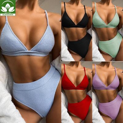 China Private Label Wear Anti-UV Hot Selling Swimming Bikinis Ribbed Sexy Swimsuit Women Bikini Swimwear 2021 for sale