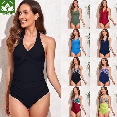 China 2022 Anti-UV High Quality Backless Swimming Suits Nylon Spandex Plus Size Bikini Women One Piece Swimwear for sale