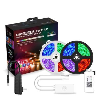 China LANDSCAPE LANDSCAPE Customized WIFI APP Voice Control Full Color 60leds IP20 5M 10m Led Strip Light Set for sale