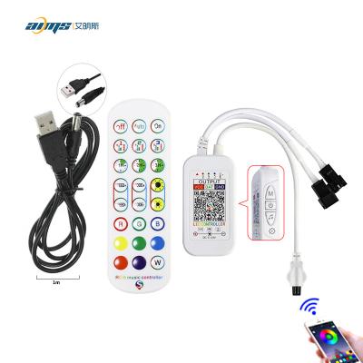 China Hot Sales DC5-24v 24key RGB LED Full Color Music Strip Remote Controller For Dream Color Led Strip With 1m USB Cable APP RGB IC Controller for sale