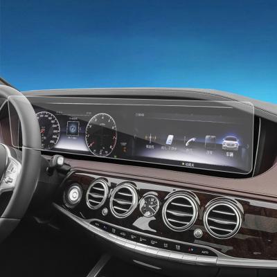 China Decoration+Protection Modern Design Car Navigation Screen Protector For Mercedes Benz Dashboard 2020 S Class Tempered Glass for sale