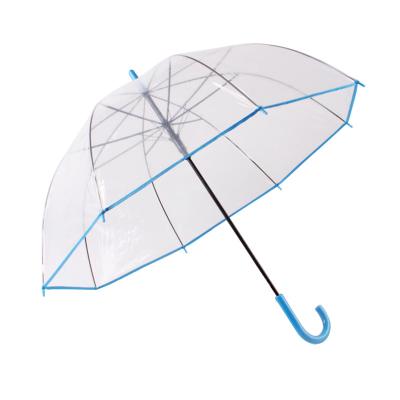 China Umbrella automatic Yiwu China factory wholesale cheap promotional custom straight transparent PVC dome semi-automatic printing LOGO umbrella for sale