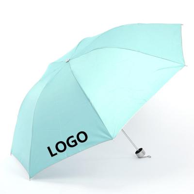 China Automotive 21 inch7K silver glue umbrella sunblock UV protection short handle solid color 3 folding cheap promotional gift umbrella for sale