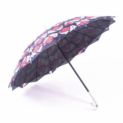 China Cross double layer Umbrella Factory wholesale 23 inch polyester fabric full print cross double layer auto open straight umbrella for south america market for sale