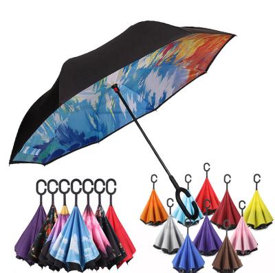 China CLASSIC 2023 hands free umbrella double layer creative magic inverted reverse umbrella for sale