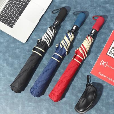 China All in 1 Customized LOGO large automatic two folding umbrella sunny and rainy spot EVA handle golf roll edge gift umbrella wholesale for sale